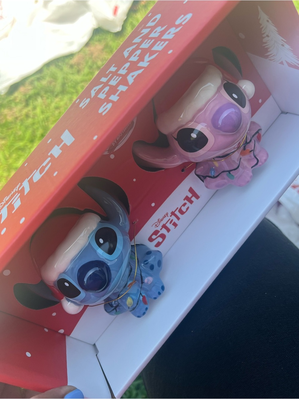 Disney Stitch Holiday Salt & Pepper Shakers - Blue and Pink